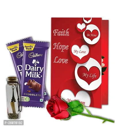 Midiron Valentines Gift Hamper for Husband/Wife | Rose Day, Chocolate Day, Hug Day Gift | Romantic Gift | Valentine's Week Day Gift-Chocolate Bars, Love Greeting Card, Artificial Red Rose  Chocolates