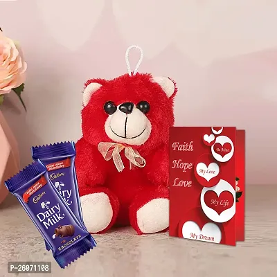 Midiron Valentines Gift Hamper for Girlfriend/Boyfriend | Chocolate Day, Hug Day Gift | Romantic Gift | Valentine's Week Day Gift-Chocolate Bars, Love Greeting Card, Small Red Teddy  Chocolates