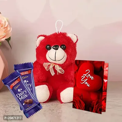 Midiron Beautiful Love Gift Hamper | Chocolate Gifts for Love | Valentines Romantic Combo | Chocolate Gifts | Rose Day, Promise Day Gift with Chocolate Bars, Love Greeting Card  Red Teddy