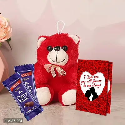 Midiron Valentines Gift Hamper for Girlfriend/Boyfriend | Rose Day, Chocolate Day, Hug Day Gift | Romantic Gift | Valentine's Week Day Gift-Chocolate Bars, Love Greeting Card  Red Teddy-thumb0