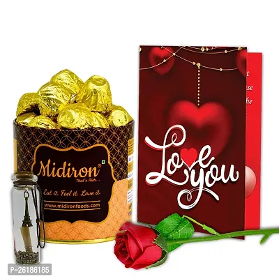 Midiron Valentines Day Unique Gift for Wife/Girlfriend/Fiancee | Romantic Gift for Valentine's Week | Teddy Day, Chocolate Day, Purpose Day Gift - Chocolate Bars, Greeting Card  Artificial Red Rose