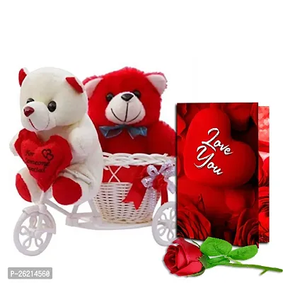ME  YOU Beautiful Love Gift Hamper | Valentines Romantic Combo | Rose Day, Teddy Day, Promise Day Gift with Soft Toy, Artificial Red Rose  Love Greeting Card-thumb0