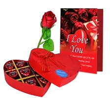 Midiron Valentine's Gift Hamper for Girlfriend/Wife | Rose Day, Chocolate Day, Hug Day Gift | Romantic Gift | Valentine's Week Day Gift-Chocolate Bars, Love Greeting Card  Artificial Red Rose-thumb1