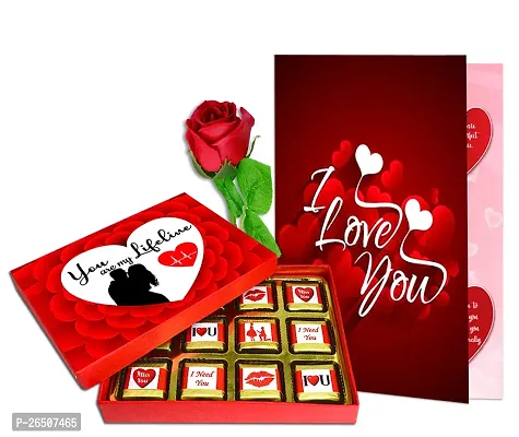 Midiron Valentines Day Unique Gift for Girlfriend/Boyfriend | Romantic Gift for Valentine's Week | Teddy Day, Chocolate Day, Purpose Day Gift - Chocolate Bars, Greeting Card  Artificial Red Rose-thumb0