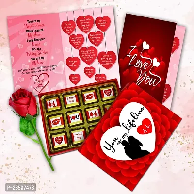 Midiron Valentine's Gift Hamper for Girlfriend/Boyfriend | Rose Day, Chocolate Day, Hug Day Gift | Romantic Gift | Valentine's Week Day Gift-Chocolates, Love Greeting Card  Red Rose (PACK OF 3 )