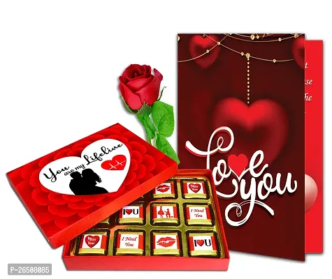 Midiron Love Combo Gift | Chocolate Gifts for Love | Valentines Romantic Combo | Chocolate Gifts | Rose Day, Promise Day Gift with Chocolate Bars, Artificial Red Rose  Love Greeting Card