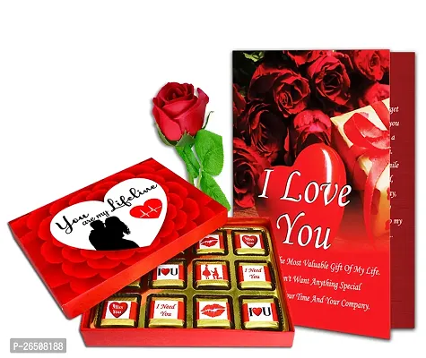 Midiron Valentines Gift Hamper for Girlfriend/Boyfriend | Rose Day, Chocolate Day, Hug Day Gift | Romantic Gift | Valentine's Week Day Gift-Chocolate Box, Love Greeting Card  Artificial Red Rose