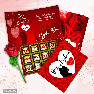 Midiron Valentines Day Unique Gift for Wife/Girlfriend | Romantic Gift for Valentine's Week | Teddy Day, Chocolate Day, Purpose Day Gift - Chocolate Bars, Greeting Card  Artificial Rose