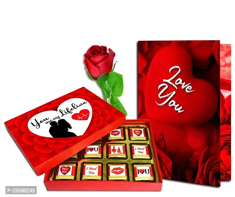 Midiron Valentine's Gift Hamper for Girlfriend/Wife | Rose Day, Chocolate Day, Hug Day Gift | Romantic Gift | Valentine's Week Day Gift-Chocolate Bars, Love Greeting Card  Artificial Red Rose