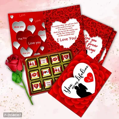 Midiron Valentines Gift Hamper for Girlfriend/Boyfriend | Rose Day, Chocolate Day, Hug Day Gift | Romantic Gift | Valentine's Week Day Gift-Chocolate Bars, Love Greeting Card  Artificial Red Rose