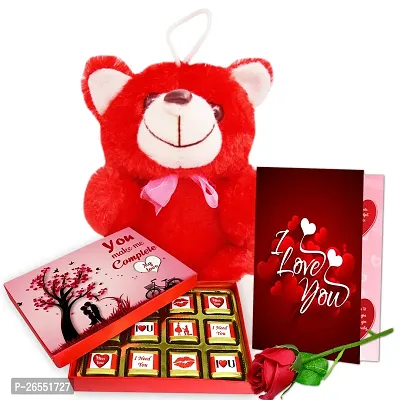 Midiron Valentines Day Unique Gift for Wife/Girlfriend | Romantic Gift for Valentine's Week | Teddy Day, Chocolate Day, Purpose Day Gift - Chocolate Bars, Greeting Card  Artificial Red  Rose