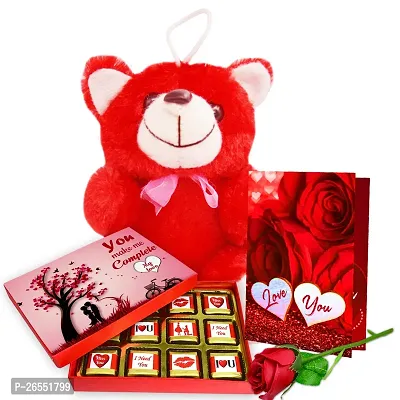 Midiron Valentines Gift Hamper for Girlfriend/Boyfriend | Rose Day, Chocolate Day, Hug Day Gift | Romantic Gift | Valentine's Week Day Gift-Chocolate Bars, Love Card  Red Teddy