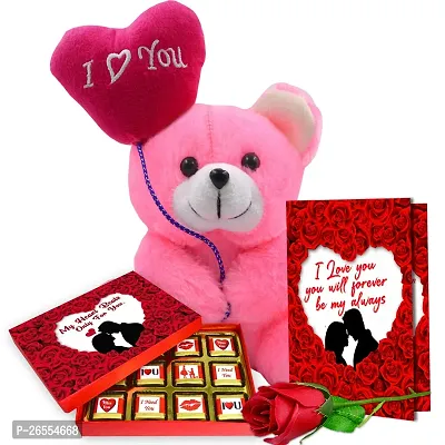 Midiron Love Combo Gift | Chocolate Gifts for Love | Valentines Romantic Combo | Chocolate Gifts | Rose Day, Promise Day Gift with Chocolate Bars, Artificial Red Rose  Love Greeting Card