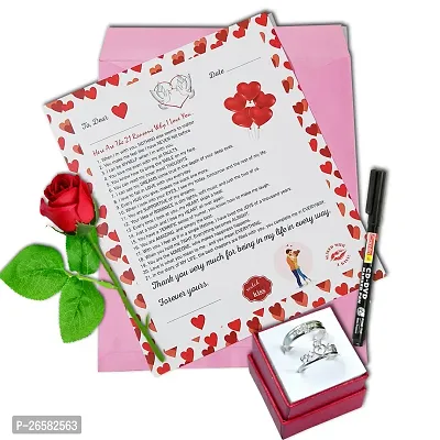 ME  YOU Romantic Gift | Love Agreement Certificate with Permanent Pen, Artificial Rose and Couple Ring for Boyfriend, Girlfriend, Special Friend, Wedding, Anniversary, Birthday-thumb0