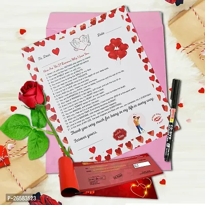 ME  YOU Valentinersquo;s Day Special Gift | Love Agreement with Love Week Cheque Book, Artificial Rose and Permanent Pen Gift for Valentine Day for Boyfriend, Girlfriend, Special Friend, Wife, husband
