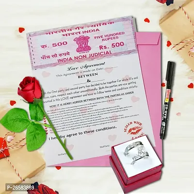 ME  YOU Romantic Gift | Love Agreement Certificate with Permanent Pen, Artificial Rose and Couple Ring for Boyfriend, Girlfriend, Special Friend, Wedding, Anniversary, Birthday