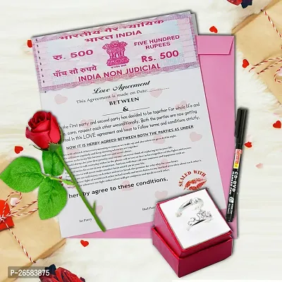 ME  YOU Valentinersquo;s Day Gift | Love Agreement Certificate with Permanent Pen, Artificial Rose and Couple Ring for Boyfriend, Girlfriend, Special Friend, Wedding, Anniversary, Birthday-thumb0