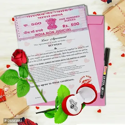 ME  YOU Surprise Gift for Valentine Day | Love Agreement Certificate with Permanent Pen, Artificial Rose and I Love You Ring for Girlfriend, Special Friend, Wedding, Anniversary, Birthday