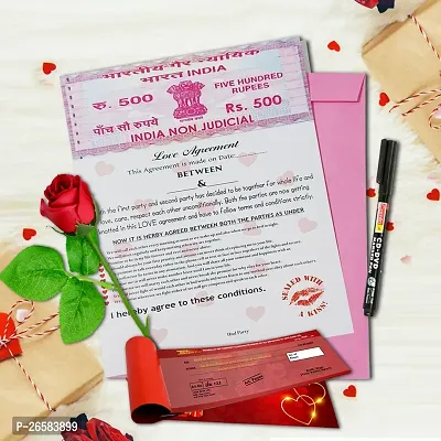 ME  YOU Valentinersquo;s Day Special Gift | Love Agreement with Love Week Cheque Book, Artificial Rose and Permanent Pen Gift for Valentine Day for Boyfriend, Girlfriend, Special Friend, Wife, husband