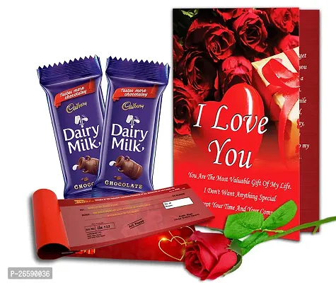 Midiron Valentine's Gift Hamper for Girlfriend/Wife | Rose Day, Chocolate Day, Hug Day Gift | Romantic Gift | Valentine's Week Day Gift-Chocolate Bars, Love Greeting Card  Cheque Book