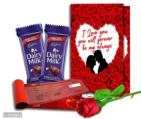 Midiron Valentines Gift Hamper for Girlfriend/Boyfriend | Rose Day, Chocolate Day, Hug Day Gift | Romantic Gift | Valentine's Week Day Gift-Chocolate Box, Love Greeting Card  Artificial Red Rose