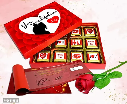 Midiron Valentine's Gift Hamper for Girlfriend/Wife | Rose Day, Chocolate Day, Hug Day Gift | Romantic Gift | Valentine's Week Day Gift-Chocolate Box, Love Greeting Card  Artificial Red Rose