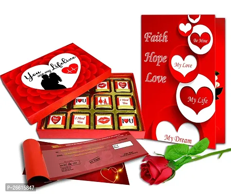 Midiron Love Combo Gift | Chocolate Gifts for Love | Valentines Romantic Combo | Chocolate Gifts | Rose Day, Promise Day Gift with Chocolate Box, Artificial Red Rose  Love Greeting Card