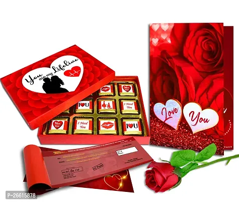 Midiron Valentines Day Unique Gift for Girlfriend/Wife | Romantic Gift for Valentine's Week | Teddy Day, Chocolate Day, Purpose Day Gift - Chocolate Box, Greeting Card  Cheque Book