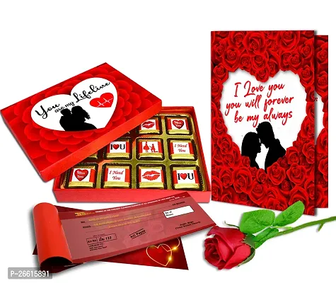 Midiron Valentines Day Unique Gift for Wife/Girlfriend | Romantic Gift for Valentine's Week | Teddy Day, Chocolate Day, Purpose Day Gift - Chocolate Box, Greeting Card  Cheque Book