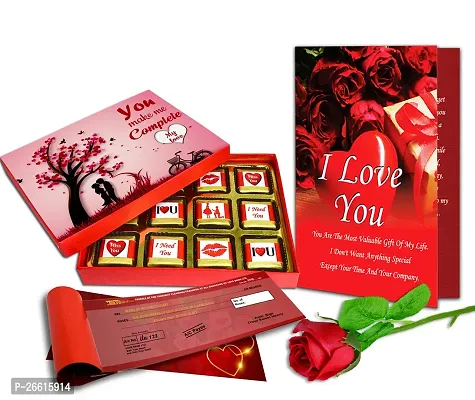Midiron Valentines Gift Hamper for Girlfriend/Boyfriend | Rose Day, Chocolate Day, Hug Day Gift | Romantic Gift | Valentine's Week Day Gift-Chocolate Box, Love Card  Cheque Book-thumb0