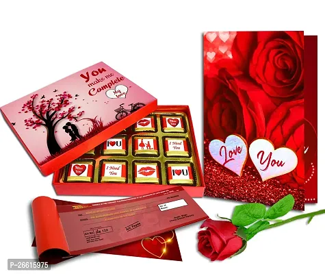 Midiron Valentines Day Unique Gift for Girlfriend/Wife | Romantic Gift for Valentine's Week | Teddy Day, Chocolate Day, Purpose Day Gift - Chocolate Box, Greeting Card  Cheque Book-thumb0