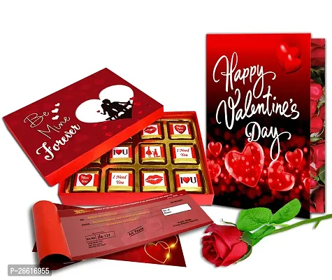 Midiron Valentine's Gift Hamper for Girlfriend/Wife | Rose Day, Chocolate Day, Hug Day Gift | Romantic Gift | Valentine's Week Day Gift-Chocolate Box, Love Greeting Card  Artificial Red Rose