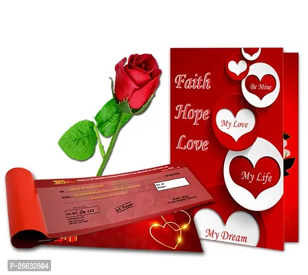 ME  YOU Gift Combo for Girlfriend/Wife/Lover/Fianceacute;e| Love Hamper For Anniversary, Birthday, Valentine day, Any Special Day (Love Greeting Card, Artificial Red Rose)