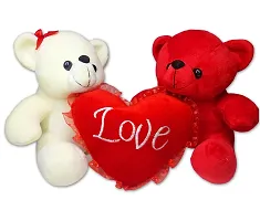 ME  YOU Valentine Day Gifts| Couple teddy with joint Red Heart and Artificial Rose Gift for Valentine Day, Birthday, Anniversary (Pack 2)-thumb1