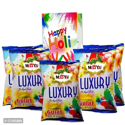 ME  YOU Holi Color Powder| Soft  Silky Gulal Powder| Natural and Herbal Gulal | Natural Holi Gulal Colour| Luxury Gulal Pouch for Gift and Personal use Pack of 5 with Greeting Card