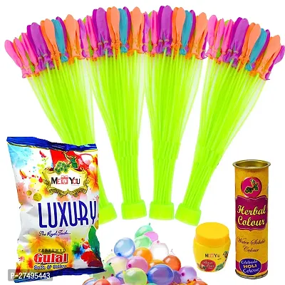 ME  YOU Holi Gift Pack| Natural Holi Color| Auto Fill and Tie Magic Balloons Pack 4 | Holi GIft Combo| Natural Holi Color | Luxury Gulal Pack 1 with Holi Card, Water color and Chandan Tika