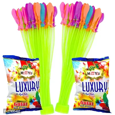 ME  YOU Natural and Herbal Gulal |Holi Gulal Powder| Luxury Gulal Pack 2 with Auto Fill and tie Magic Balloons 2 Bunch | Holi Gulal Combo for Gifts| Soft  Silky Gulal Powder| | Non Toxic Holi Color
