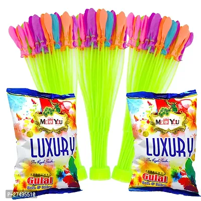ME  YOU Luxury Gulal Powder |Holi Gulal Powder| Luxury Gulal Pack 2 with Auto Fill and tie Magic Balloons 3 Bunch | Holi Gulal Set for Gifts| Soft  Silky Gulal Powder| | Non Toxic Holi Color