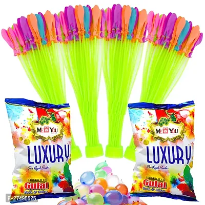 ME  YOU Luxury Color Powder |Holi Gulal Color | Luxury Gulal Pack 2 with Auto Fill and tie Magic Balloons 2 Bunch | Holi Gulal Hamper for Gifts| Soft  Silky Gulal Powder| | Non Toxic Holi Color
