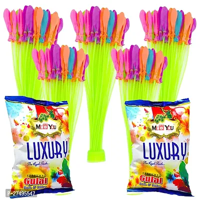 ME  YOU Herbal Gulal Colos |Holi Gulal Powder| Luxury Gulal Pack 2 with Autoi Fill and tie Magic Balloons 5 Buunch| Holi Gulal Combo for Gifts| Soft  Silky Gulal Powder| | Non Toxic Holi Color
