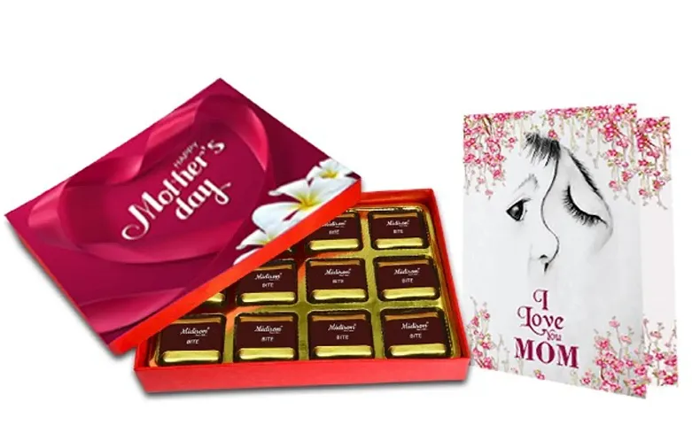 Midirons Beautiful Gift for Mom on Mothers Day,Birthday|Chocolate Combo Gift for mom|Unique gift for mom/Mother/Maa/Mother in laws |1 Wishes Cards and 1 Milk Chocolate Box 144gm