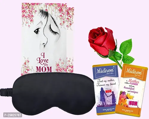 Midiron Delicious Chocolate Bar gift for MOTHER'S DAY  | Gifts for grandmother, mom, aunty |Eye Mask For Sleeping Comfortable (maroon) | beautiful gift combo, greeting card message for mom