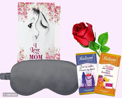 Midiron Chocolate Bar  gift for mom |Eye Mask for travelling sleep mask |mother's day for gift | Mothers Day gift combo| Artifical Rose, Greeting Card, Chocolate Bar (Pack of 2)