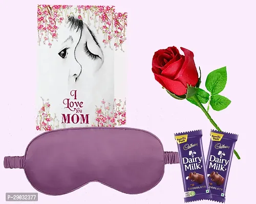 Midiron Beautiful Combo gift for mom|Eye Mask For Sleeping (Purple)| Greeting card message for mom | mother's day for gift for Grandma, Aunty |  birthday for gift