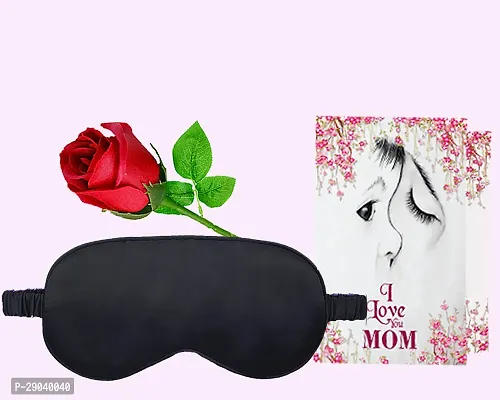 Avirons Eye Mask for Sleeping with gift for mom  | Mask for travelling Sleeping Eye Mask ultra soft and Comfortable | Sleeping eye Mask GIft for Mom |  gift combo | Artifical Rose, Greeting Card