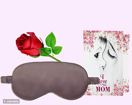 Avirons Artifical rose gift for mom  | women /Aunty /mother|Greeting Card and Artifical Rose | Sleep Eye Mask ultra soft Comfortable Sleep Travelling Sleep Mask Pad for mother