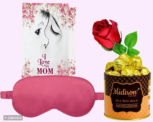 Midiron Mother Day Unique gift for mom, Grandma on Mother's Day, women's day| beautiful gift combo | Artifical Rose, Chocolate Box (Pack of 4) |Eye Mask For Sleeping Comfortable 1 Piece-thumb0