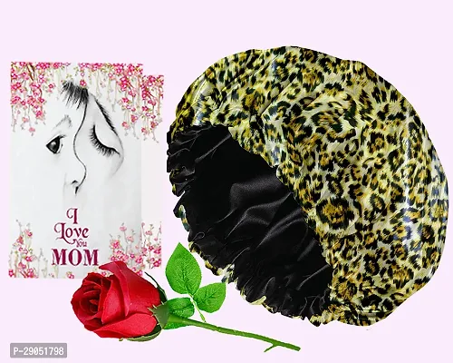 Avirons Birthday Celebrate gift for mom |Mother/Mom/ grandmother/Aunty | beautiful gift combo |Women 's Silk Satin Bonnet For Curly Hair, Reversible Silk Hair Cap For Sleeping-Leopard-thumb0