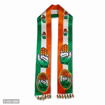 ME  YOU Congress Gamcha/Patka/Muffler l Congress for Men, Women l Satin fabric, Saffron/white/Green , Hand symbol printed gamcha