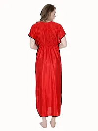 Stylish Red Satin Solid Nighty For Women-thumb1